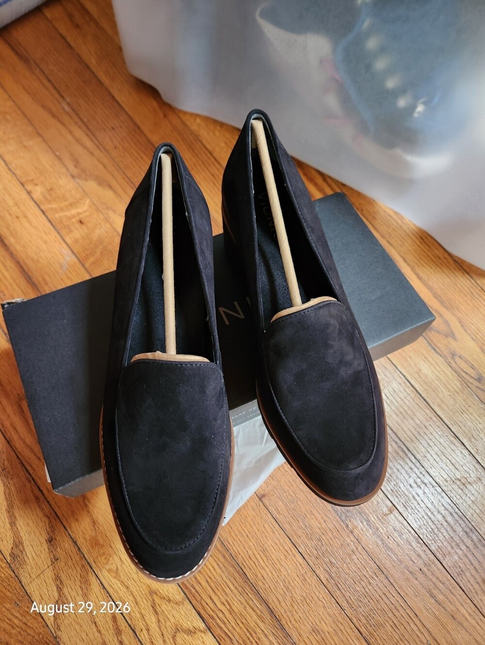 New In Box Vionic Black Suede Wedge Loafer "Ava" Sz 10 M